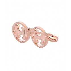 Hermes Logo Round Shaped Golden Cufflinks